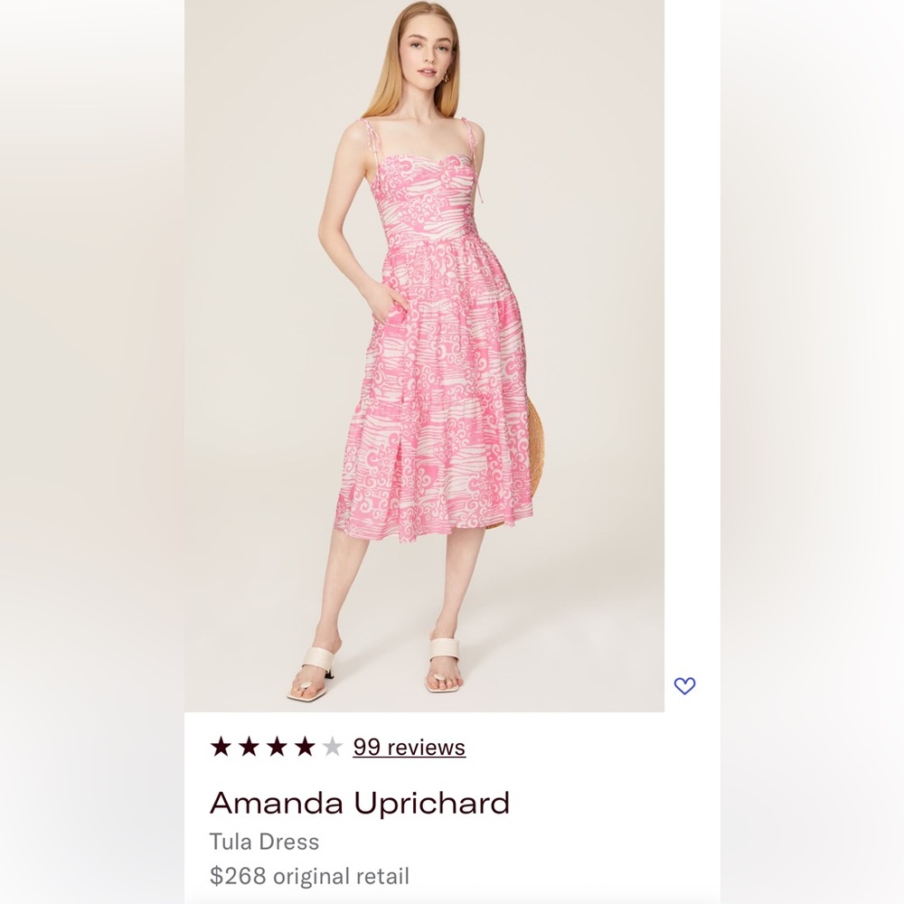 Amanda Uprichard Pink Patterned Midi Dress